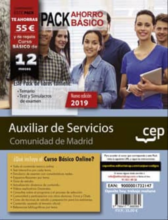 Descargar gratis ebook PACK BÁSICO. AUXILIAR DE SERVICIOS (PERSONAL LABORAL). COMUNIDAD DE MADRID (INCLUYE TEMARIO, TEST Y SIMULACROS DE EXAMEN + CURSO  BÁSICO VALORADO EN 45¤) en epub